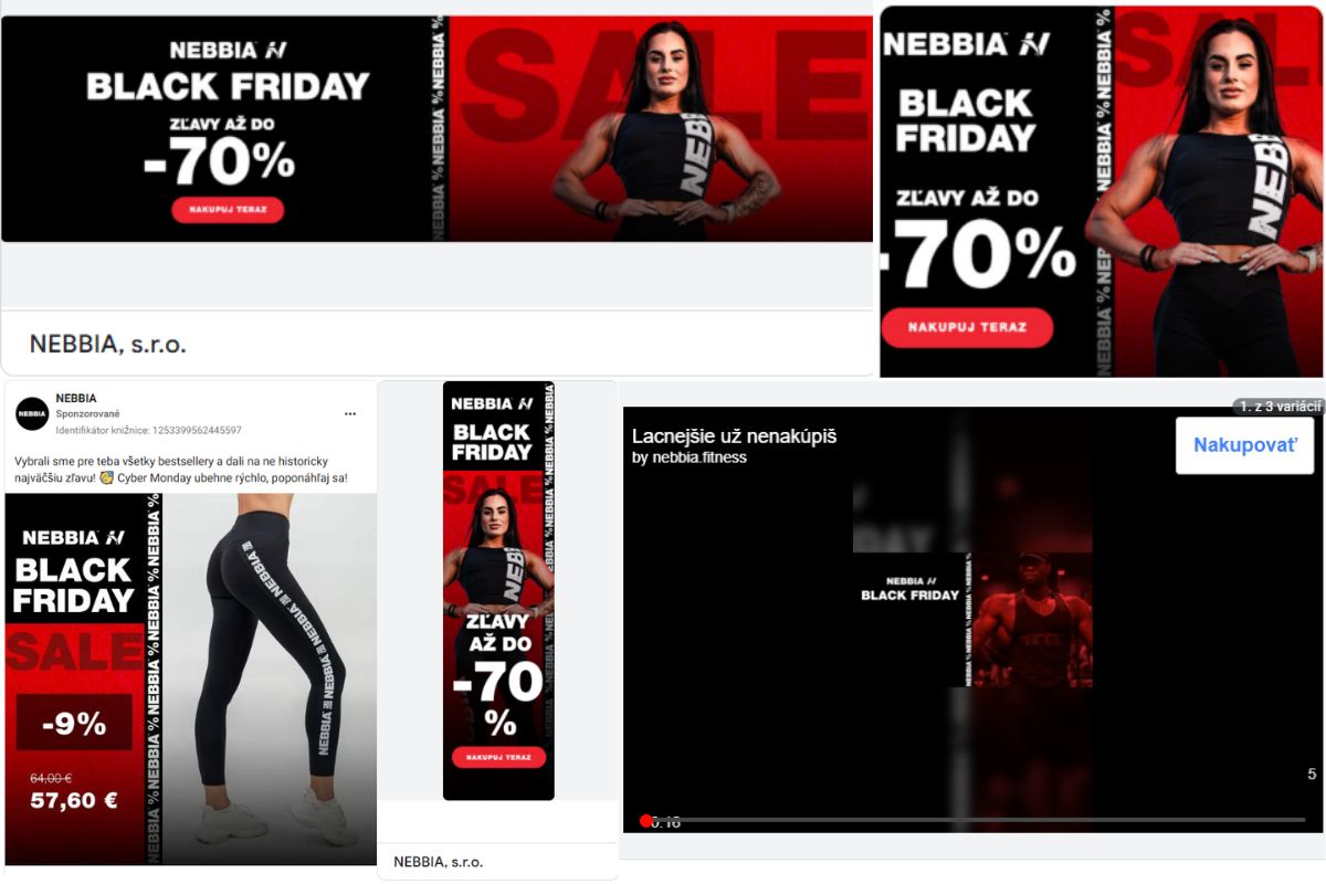 Použitie rôznorodých formátov v Black Friday reklamnej kampani značky Nebbia