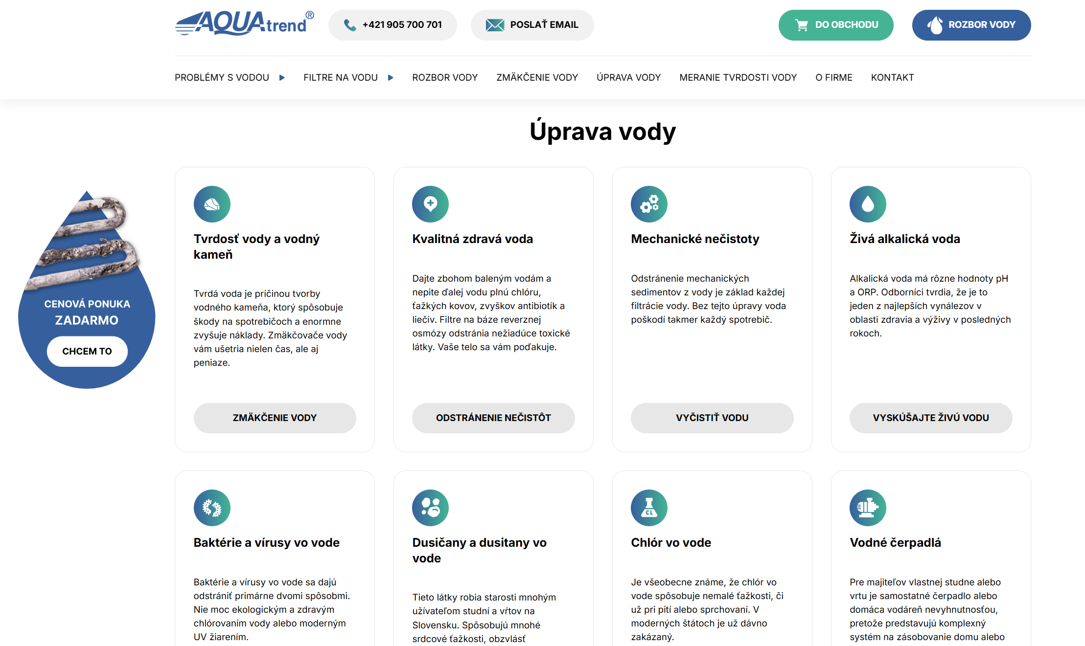 Web stránka Aquatrendu s webdizajnom na mieru